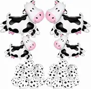 Cow Balloons, Huge Foil Balloon Funny Print Balloons for Party, Cute Cow Aluminum Mylar Balloons Funny Farm Animal Latex Balloons for Kids Cowboy Birthday Farm Party Decorations Supplies