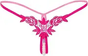 [VOXMDY] Women Pearl Lace Bowknot Beads Lace Panties Erotic Thong Lingerie Underwear
