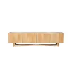 [James Lane] Milo Flute Mango Wood & Marble Top TV Unit