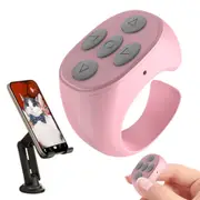 Wireless Bluetooth Ring Remote Control Selfie Video Controller Page Turner-Pink
