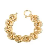 Technibond Reversible Diamond Cut Rosetta Bracelet 14K Yellow Gold Clad Silver