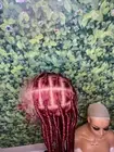Knotless Braidedwig 40inches 360 Frontal Burgundy Color