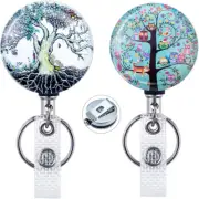 2 Pack Heavy-Duty Metal Badge Reel - Retractable Badge Holder with Belt Clip & K