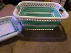 Rubber Collapsible Laundry Hampers, Green/White