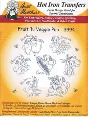 Fruit & Veggie Pup Aunt Martha's Hot Iron Embroidery Transfer #3994