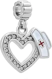 [Chili Jewelry] Nurse Charms Red Cross Heart Love Nurse Cap Dangle Beads for Bracelets