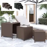 Nesting Tables 3 pcs Brown Poly Rattan Multi Colours vidaXL