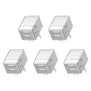 USB PCB Socket Type-B 4Pin DIP Printer Port 90 Degree 1.5A Silver White 5Pcs