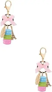 [SHERCHPRY] 2pcs Metal Macarons Model Keychain Car Keyring Lanyard Chain Bag Pendant