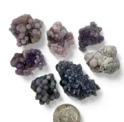Grape Chalcedony Purple and Green Botryoidal Crystals 39.7 grams 7 Piece Lot