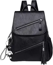 [Generic] Tassel Soft Pu Leather Backpack Female Litthing Waterproof Vintage Back Pack Women Black Brown Ladies Bagpack Youth