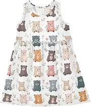 [Caihoyu] Girl Tank Dresses Toddler Soft Spring Dresses Summer Active Playwear, Multicolor03, 3 Years