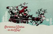 MICKEY MOUSE AND FRIENDS, BEAUTIFUL OLD FASHION COLLECTIBLE CHRISTMAS CARD.