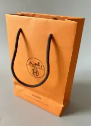 New HERMES 6 x 8.5 x 2.75 in. Orange w Logo STORE GIFT TOTE BAG Free Ship