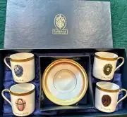 FABERGE / LIMOGES IMPERIAL EGG DEMITASSE BOXED SET OF 4 CUPS & SAUCERS
