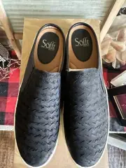Sofft Somers lll Slide Black Leather Size 9.5 NIB