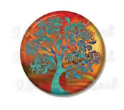 Whimsy Tree of Life Nature Design Handmade Pocket Mirror, Magnet or Pin 2.25"