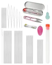 60 Pieces Beading Needle Set, 5 Sizes Species Big Eye Beading Needles (with T...