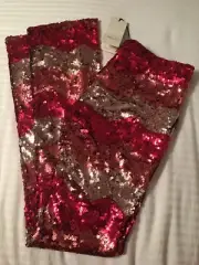 $4,200 Gucci Sequin Chevron Red Pink Wide Leg Pants Spring 2016 Runway Sz 40 EUR