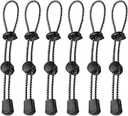 FUIPVGI Pack of 6 Bungee Cord, Trekking Pole Attachment Cord, Elastic Rope with Buckle, Backpack, Walking Stick Holder, Hiking Stick, Attachment Cord, Rope for Backpack, Lanyards, Clothing (Black)