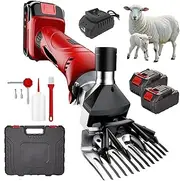 Electric Cordless Sheep Shears, 500W Sheep Shearing Clippers with 2 Batteries, 6 Speeds Farm Livestock Grooming Kit, Heavy Duty Sheep Clippers for Thick Coat Animal Sheep Goats Cattle Alpacas red