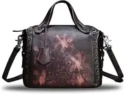 [LRTO] Genuine Leather Satchel Handbag for Women Retro Handmade Top Handle Crossbody Shoulder Bag Purse