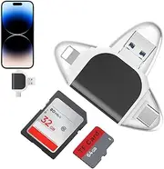 SD Card Reader, USB/Micro Memory Card Reader, Multi-Port 4 In1 Universal SD TF Card Reader, USB 3.0 External SD Card Adapter, Card Reader for Camera Memory Card for Android