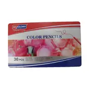 36pce Colour Pencils in Tin Box Oily Coloured Drawing and Sketching Gift Set