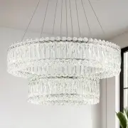 LamQee Modern LED Crystal Chandeliers 2 Ring Round Chandelier for Dining Room...