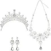 WOFASHPURET Wedding Crown Tiara Earring Set Bridal Headband Crystal Headdress Decor