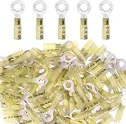 Glarks 50pcs 12-10 Gauge M8 Ring Nylon Heat Shrink Waterproof Quick Disconnect Electrical Insulated Crimp Terminals Connectors Assortment Kit