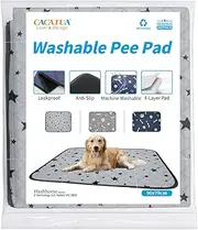 CACATUA 90 x 79cm Super Absorbent Washable Pee Pad for Dogs, Leak-Proof, Non-Slip, Reusable Puppy Potty Training Pad for Couch, Crate, Bed, Grey-Star