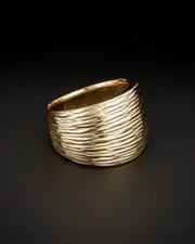 14K Italian Gold Diamond Cut Cigar Band Ring