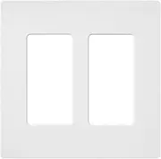 Lutron Claro 2 Gang Decorator/Rocker Wallplate, For Light Dimmers, Switches and Accessories, Snap-On Installation, No Visible Screws, Satin, SC-2-SW, Snow
