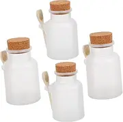 4pcs Bottled Bath Salt Holder Seasoning Storage Cork Jar Airtight Lid Sealed Small Glass Container Sugar Bowl Powder Bottles Glass Terrarium Powder Jar Storage Tank Abs Food