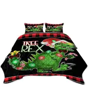 Funny Cute Christmas Dinosaur Tree Rex Coverlet