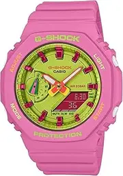 [G-SHOCK] G SHOCK MID SIZE ANA BRIGHT SUMMER CARBON CORE, W/TIME, S/W, 200M GREEN FACE, PINK RESIN BAND
