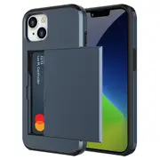 ZUSLAB iPhone 14 Case Slide Armor Card Holder Protective Shockproof Hard Back Cover For Apple (2022) - Dark Blue