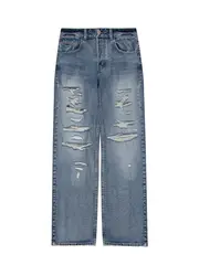 [We11done] Blue Womens Embroidered Distress Jeans