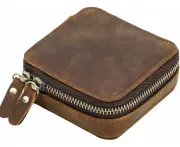 Jewelry Box Jewelry Box Jewelry Box Portable Jewelry Box Genuine Leather Small Jewelry Box Org Zipper Rings Storage Jewelry Box (Coffee, One Size)