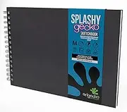 Silvine Artgecko 300gsm 20-Sheets Watercolour Sketch Book, White Paper, A4 Landscape (40 Pages)