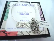 Alex and Ani Because I Love You MOM II Russian Silver Bangle New W/ Tag Card Box