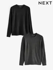 Black/Grey Crew Neck Regular Fit Soft Touch Jumpers 2 Pack (674772) | $38