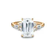 ISAAC WOLF Vintage 4CT Emerald Cut Moissanite Engagement Ring in 10k Gold