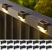 16 pcs Outdoor Led Solar Deck Lights,Waterproof Solar Step Lights Solar Powered Stair Lights for Outdoor Stairs,Yard,Deck,Fence,Patio and Pathway