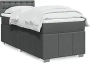 Bed Furniture Box Spring Bed with Mattress Dark Grey King Single Fabric
