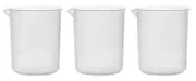 Eisco Labs 1000ml Polypropylene Plastic Beakers, Raised Graduations - 3 Pack