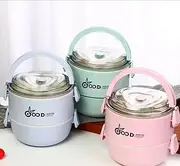Stackable Plastic Lunch Box Bento Box Thermal Food Container for Kids (Pink)
