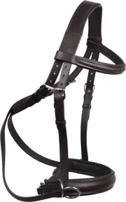 English Leather Crossover / Crossunder Bitless Bridle Headstall with Reins Harne