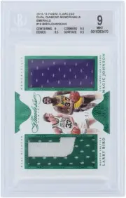 Larry Bird and Magic Johnson 2015-16 Panini Flawless Dual Relic #4/5 BGS 9 Card